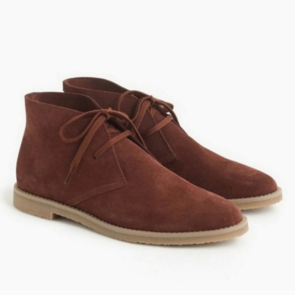 J. Crew Macalister Maroon Brown Fall Suede Leather Lace Up Ankle Boots